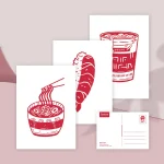 Nom nom postcard set (3 pcs)
