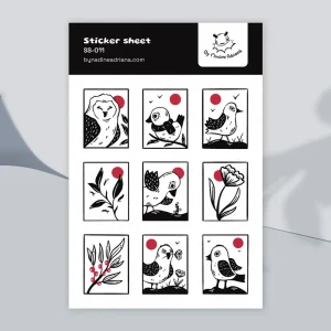 Kawaii funny birds sticker sheet for bullet journaling