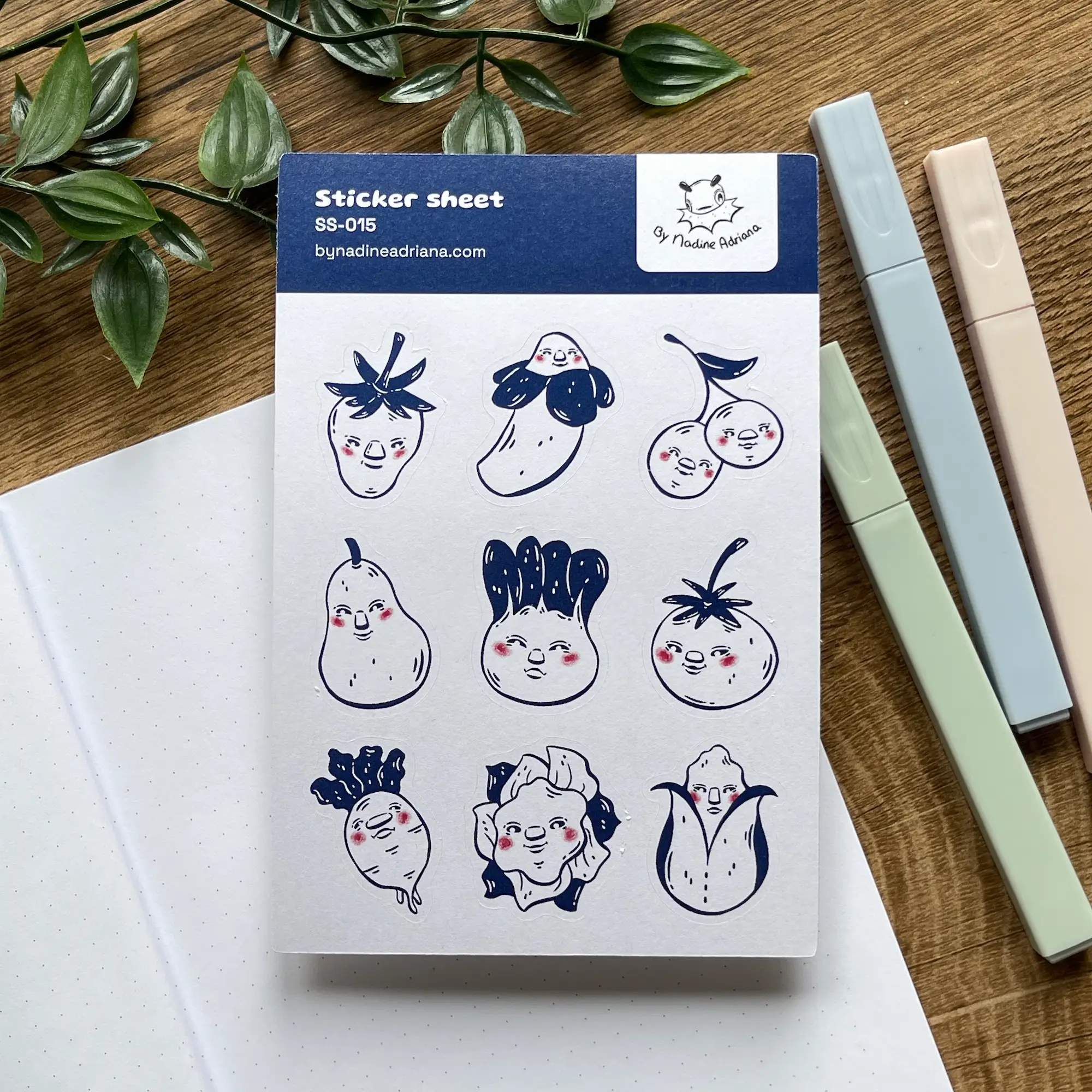 Kawaii vegetables & fruit sticker sheet for journaling - Image 2